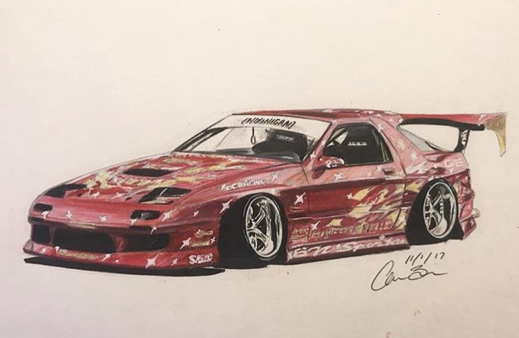 750x489 mazda rx twerkstallion drift car drawing automotive artwork - Drift Car Drawing