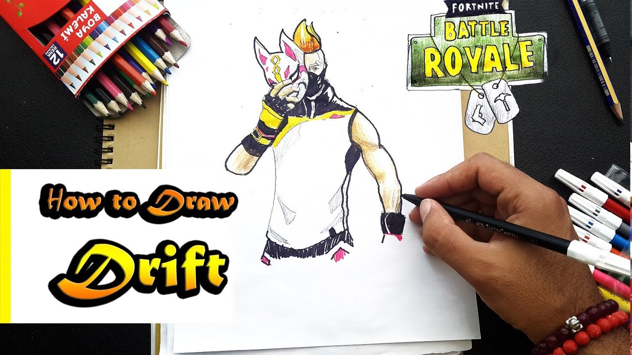 1280x720 How To Draw Drift From Fortnite Battle Royal Art Tutorial - Drift Drawing