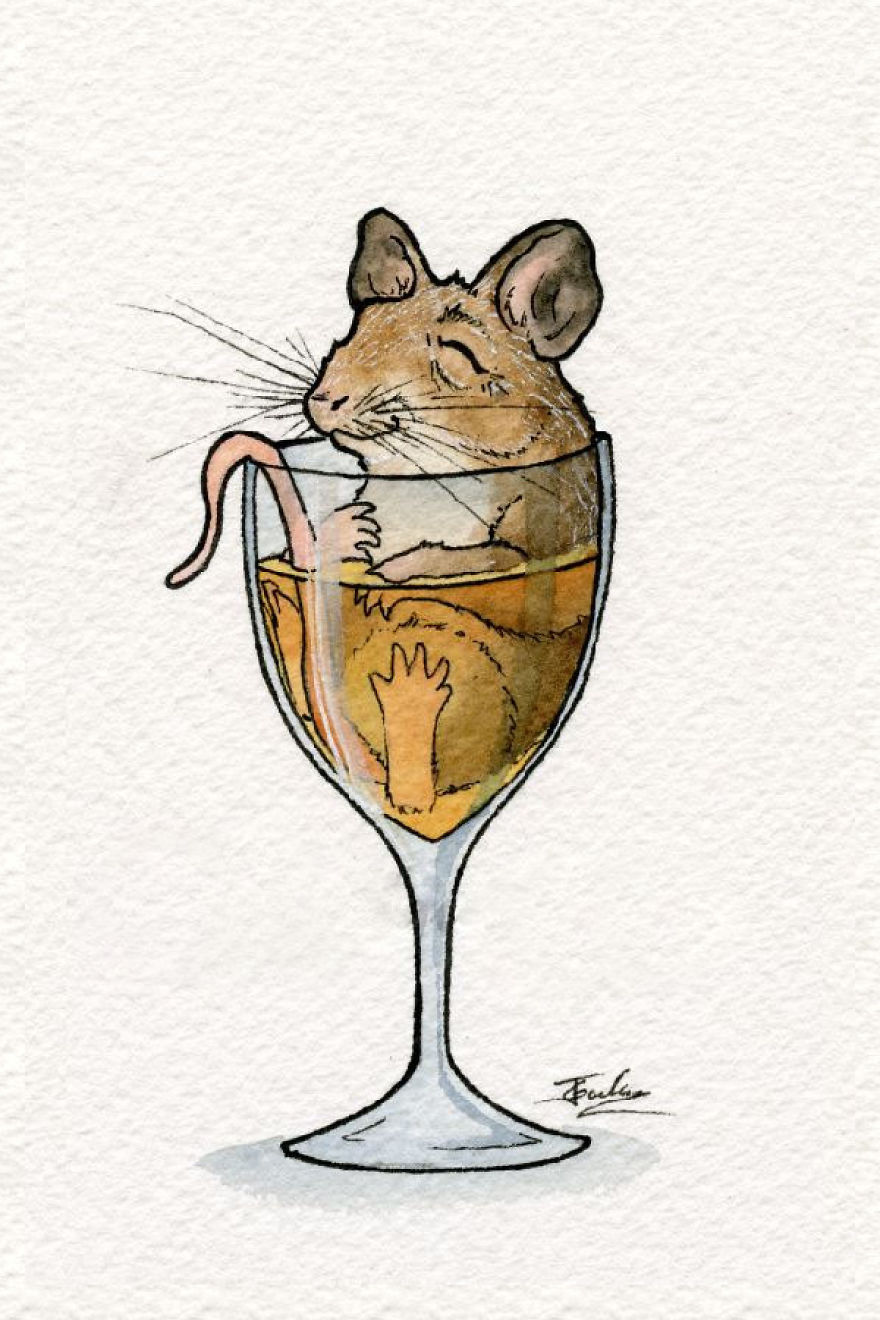 880x1320 Watercolor Artist And Home Brewer Creates Cute Drawings Of Animals - Drink Drawing