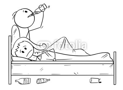 400x295 Cartoon Stick Drawing Conceptual Illustration Of Unhappy - Drinking Alcohol Drawing