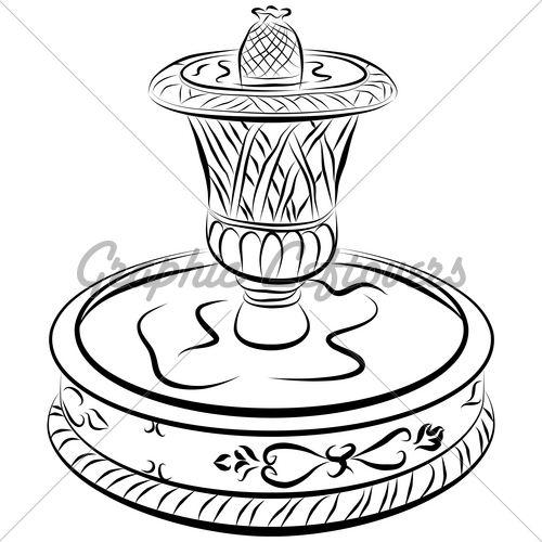 500x500 Victorian Water Fountain Line Drawing Gl Stock Images - Drinking Fountain Drawing