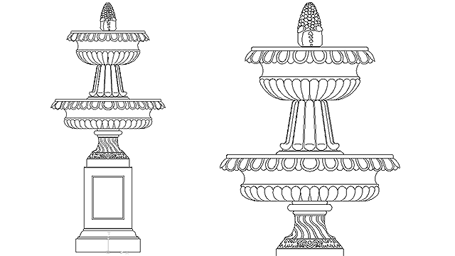 640x360 Autocad Drawing Garden Water Fountain Garden Ornament Dwg - Drinking Fountain Drawing