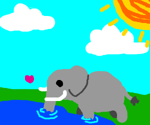 300x250 an elephant drinking water drawing - Drinking Water Drawing