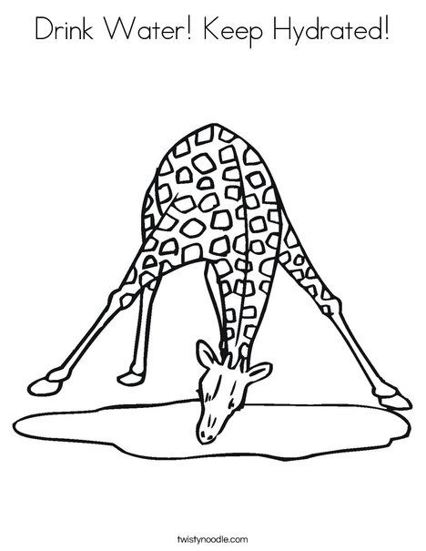 468x605 Giraffe Drinking Water - Drinking Water Drawing