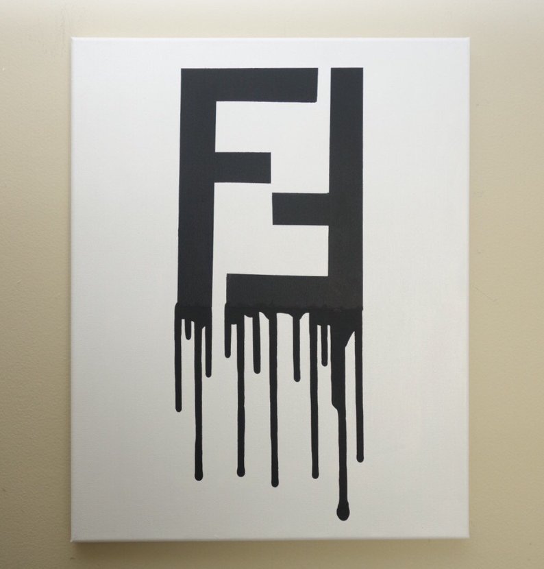794x830 fendi drip painting fendi inspired white and black etsy - Drip Drawing