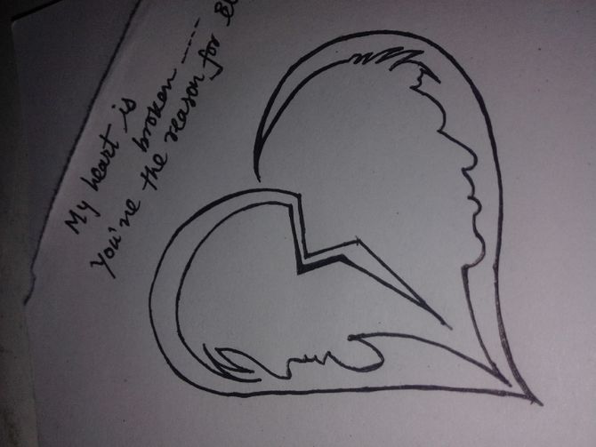 670x503 How To Draw A Broken Heart Steps - Dripping Heart Drawing