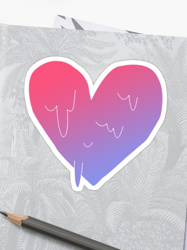750x1000 tumblr hand drawn dripping gradient heart sticker - Dripping Heart Drawing