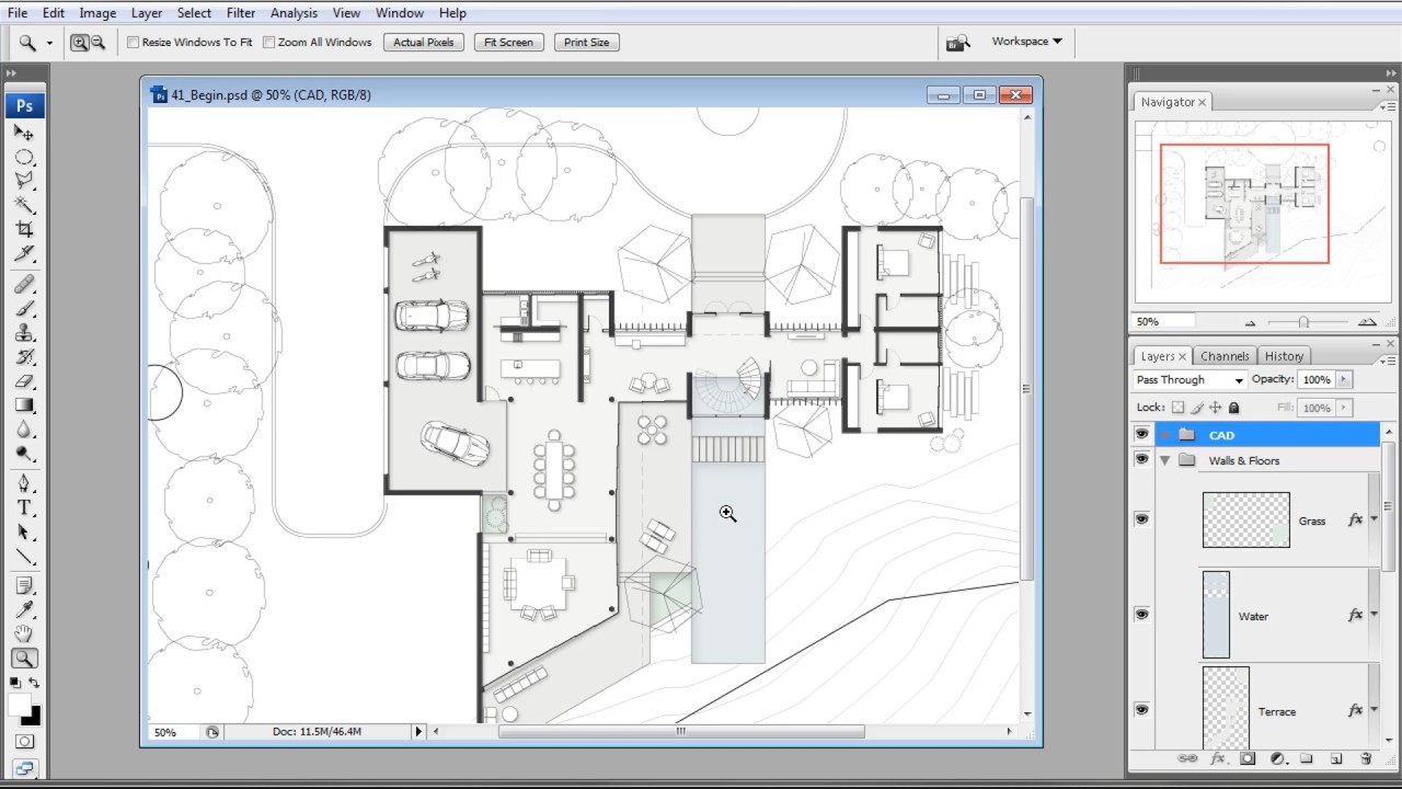 1280x720 Designing Architectural Plans In Autocad And Photoshop - Driveway Drawing
