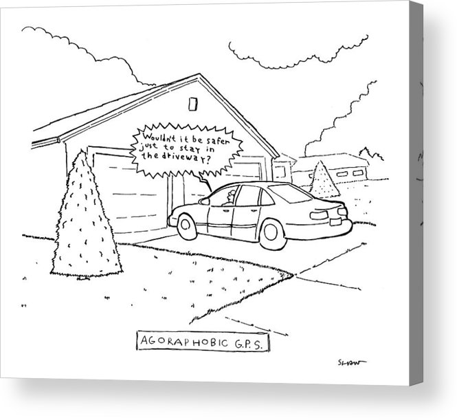 665x611 Man Sitting In His Car In The Driveway Acrylic Print - Driveway Drawing