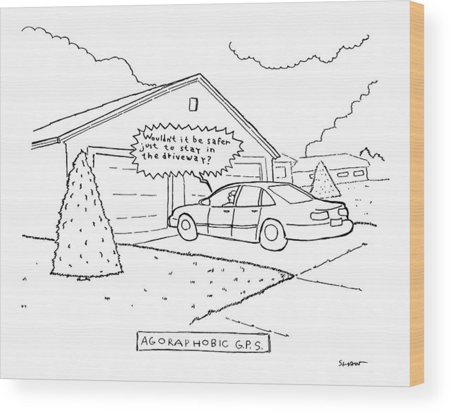 655x601 Man Sitting In His Car In The Driveway Wood Print - Driveway Drawing