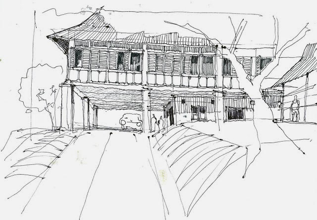 640x446 urban sketchers kuching the driveway to grandma's house - Driveway Drawing