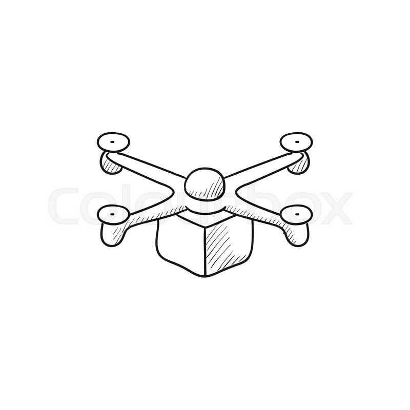 800x800 drone delivering package vector sketch stock vector colourbox - Drone Drawing