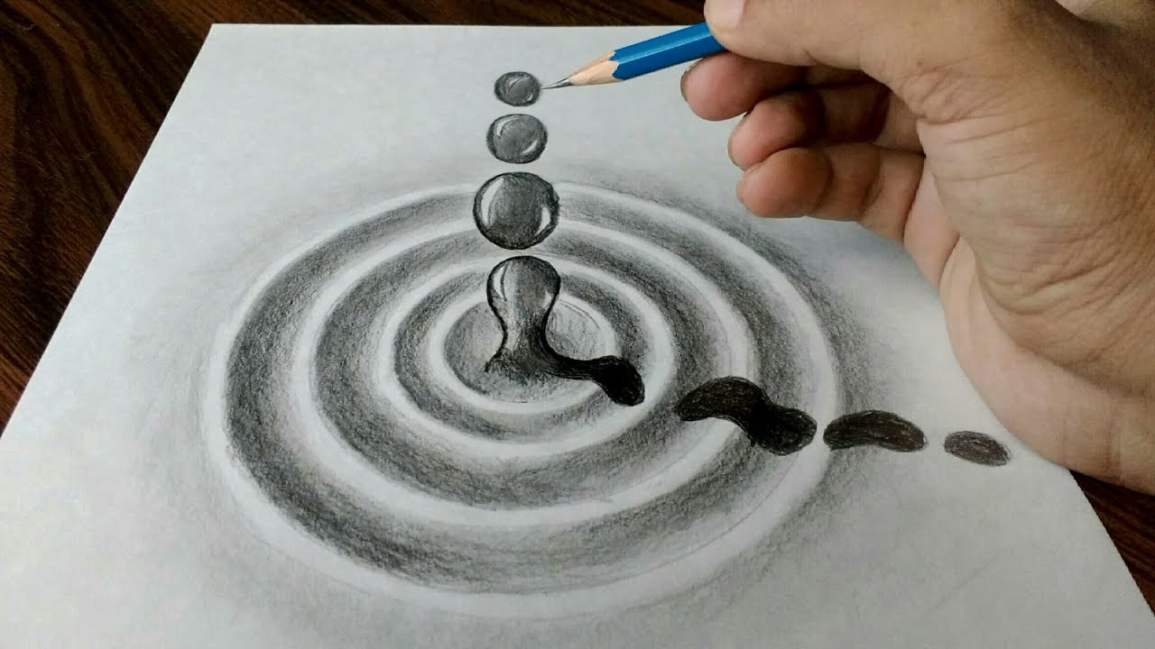 1280x720 water drop trick art drawing on paper - Drop Drawing