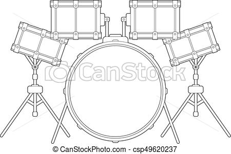 450x301 drum kit outline cartoon drum kit line drawing vector illustration - Drum Drawing