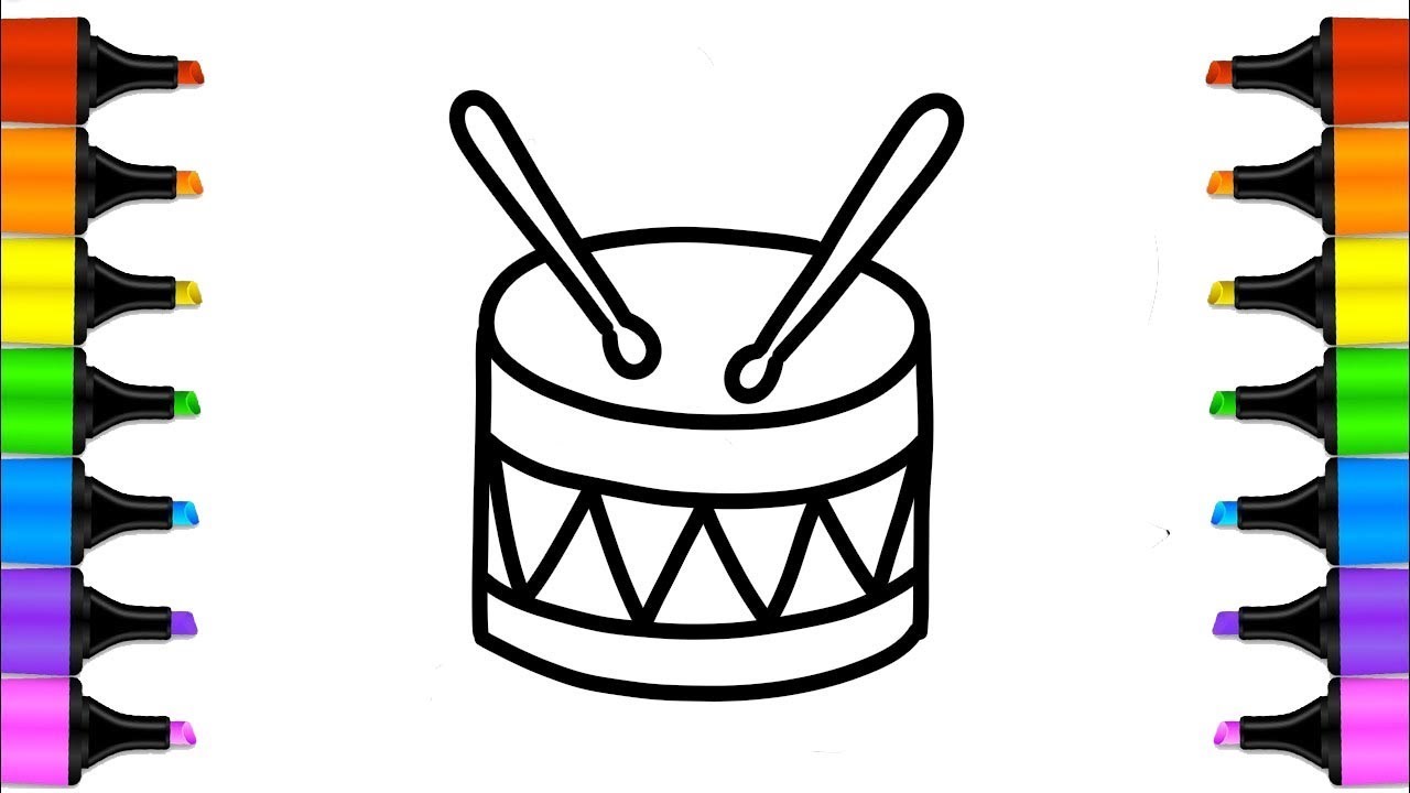 1280x720 how to draw a drum for kids coloring pages for kids - Drum Drawing