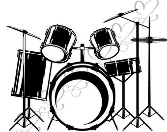 340x270 drum kit drawing etsy - Drum Kit Drawing