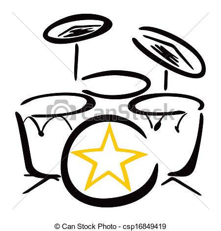 450x470 set for drummer drum kit drawing on white background - Drum Kit Drawing