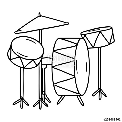 500x500 line drawing doodle of a drum kit stock image and royalty free - Drum Kit Drawing