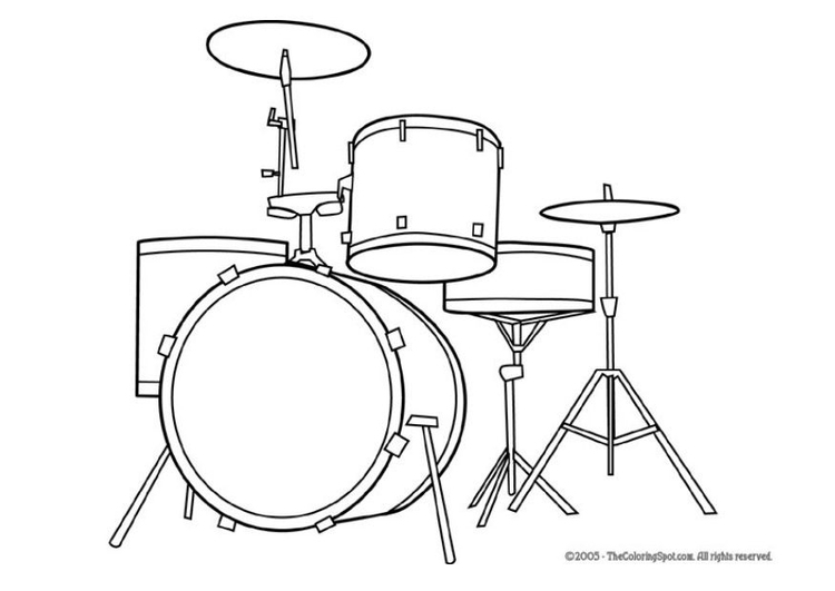 750x531 Coloring - Drum Kit Drawing