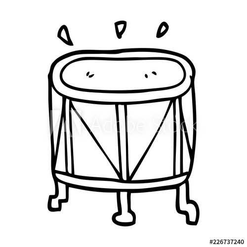 500x500 Line Drawing Cartoon Drum On Stand - Drum Line Drawing