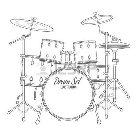 450x450 Free Drum Set Clipart Great Free Clipart, Silhouette, Coloring - Drum Set Drawing