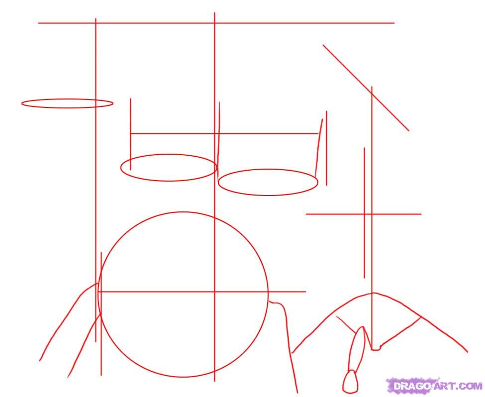 975x798 how to draw drums, step - Drum Set Drawing