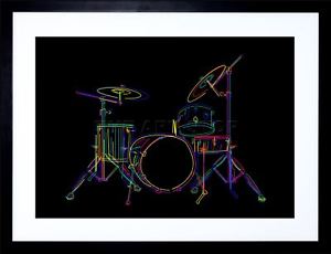 300x230 music drum set drums drawing sticks photo framed print picture - Drum Set Drawing