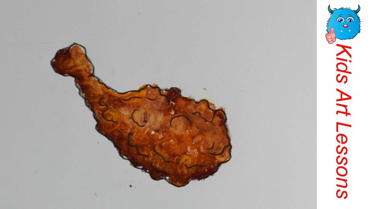 1280x720 food drawings how to draw a fried chicken drumstick easily in oil - Drumstick Drawing