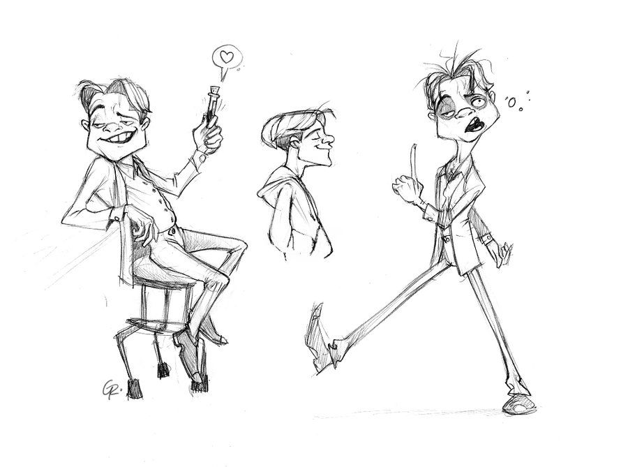 900x669 Character Design - Drunk Man Drawing