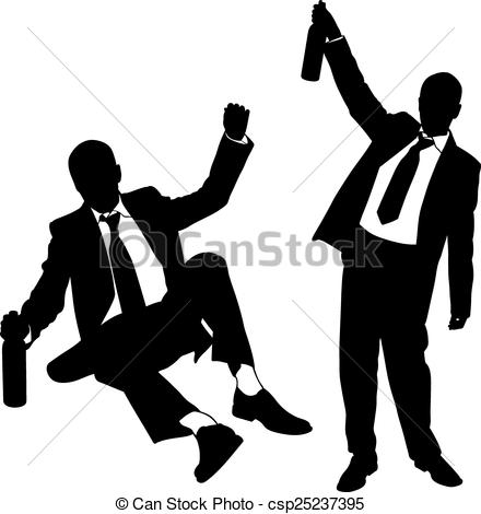 440x470 Drunk Men Silhouettes Of Men With Bottle - Drunk Man Drawing