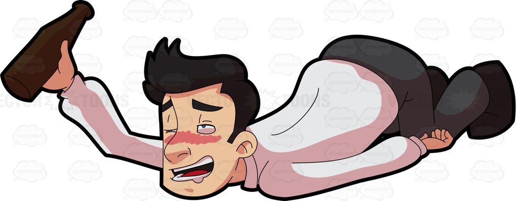 1024x398 A Drunk Man On The Floor In Stuff Man Illustration - Drunk Man Drawing