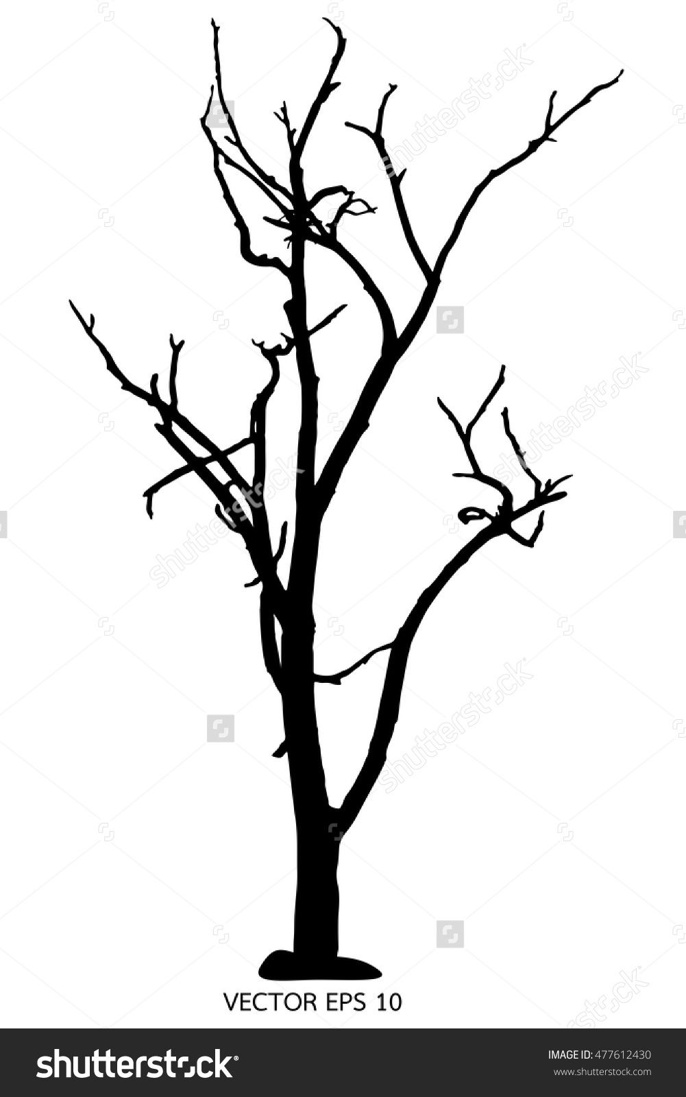 1001x1600 tree silhouette, dry tree or dead tree on white on background - Dry Tree Drawing