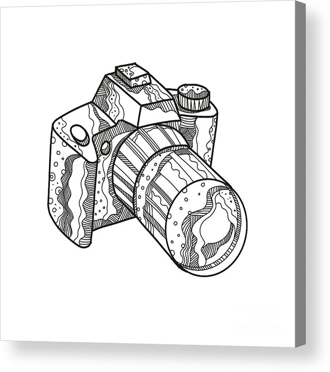 666x750 Dslr Camera Doodle Art Acrylic Print - Dslr Camera Drawing