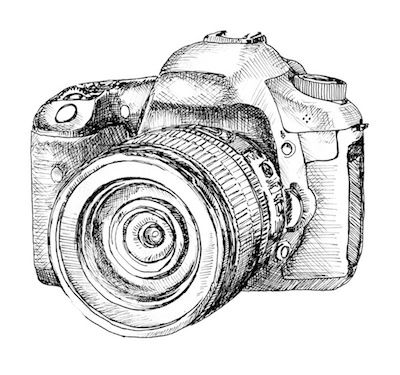 400x375 Hand Drawn Dslr Camera Cross Hatching Art And Photograpy - Dslr Camera Drawing