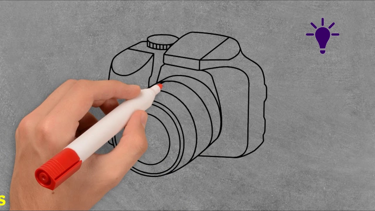 1280x720 How To Draw Dslr Camera With Pencil On Paper,simple Tricks - Dslr Camera Drawing