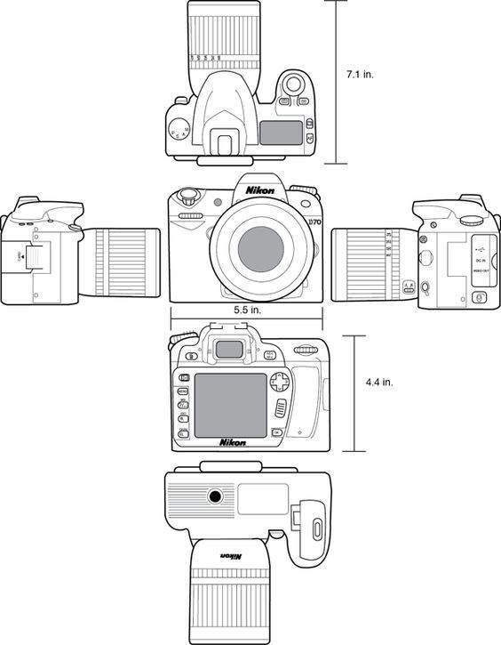 564x725 Ortographic Drawing Of Dslr Camera Mutiara Noor Alya Kelas - Dslr Camera Drawing