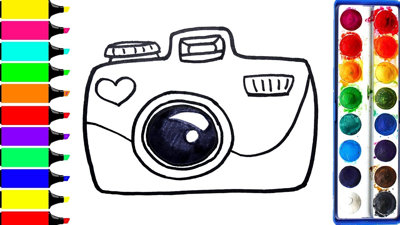 1280x720 Digital Camera Coloring Pages Drawing Dslr Art Colors For Kids - Dslr Drawing