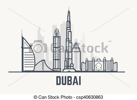 450x329 dubai black lines dubai architecture skyline silhouette line - Dubai Drawing