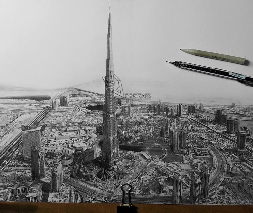 500x421 drawing of the emirates of dubai - Dubai Drawing