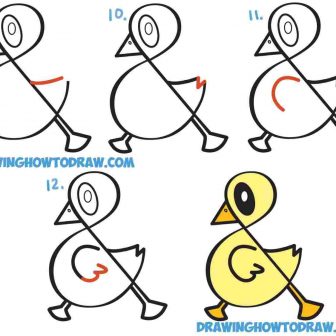 336x336 Duck Drawing Easy Step - Duck Drawing Cartoon
