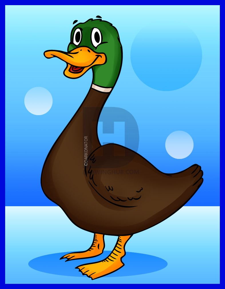787x1009 How To Draw A Cartoon Duck, Step - Duck Drawing Cartoon