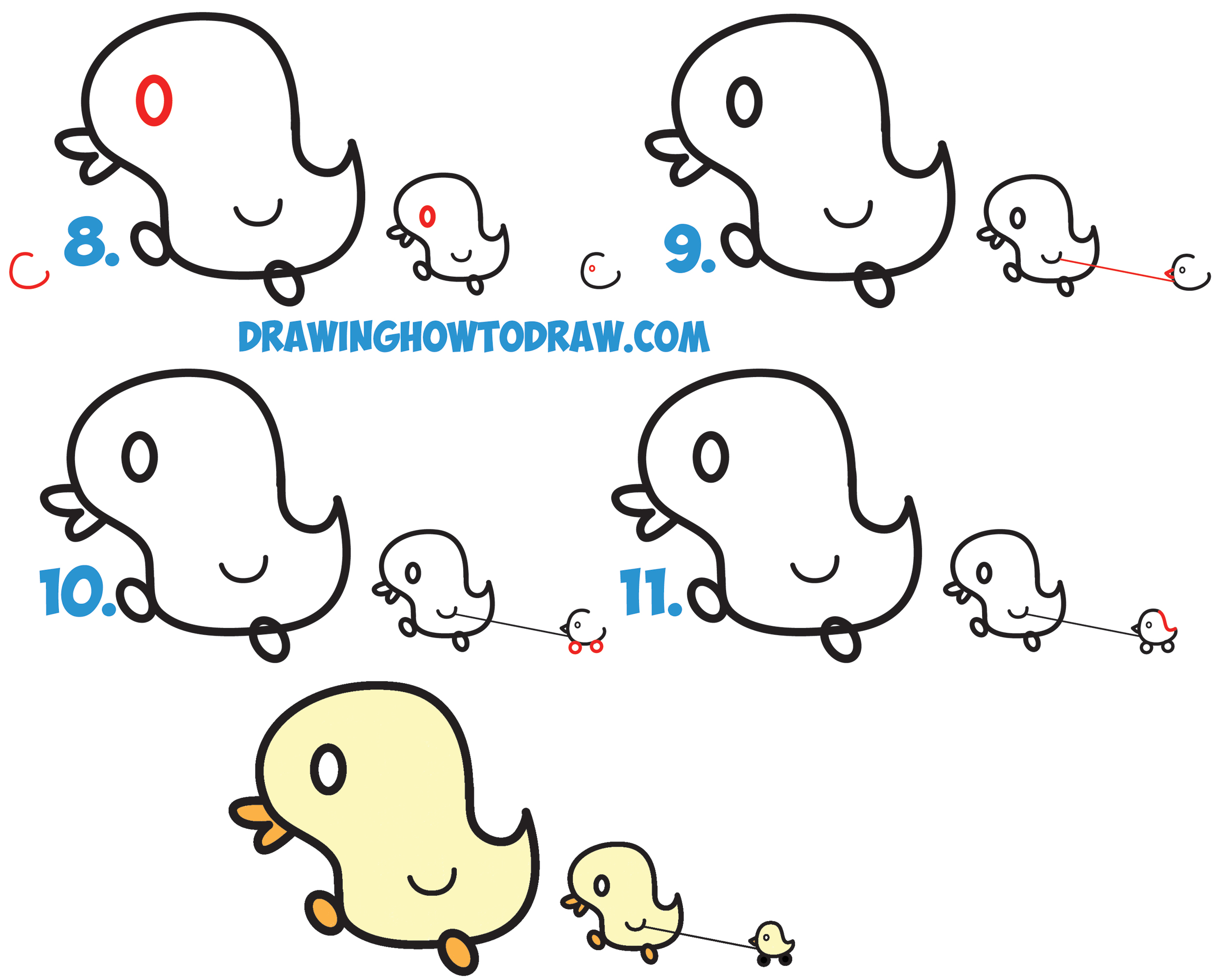 2500x2001 How To Draw Cute Kawaii Baby Ducks Cartoon Ducklings In Easy - Duck Drawing Cartoon