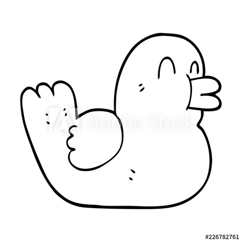 500x500 Line Drawing Cartoon Happy Duck - Duck Drawing Cartoon
