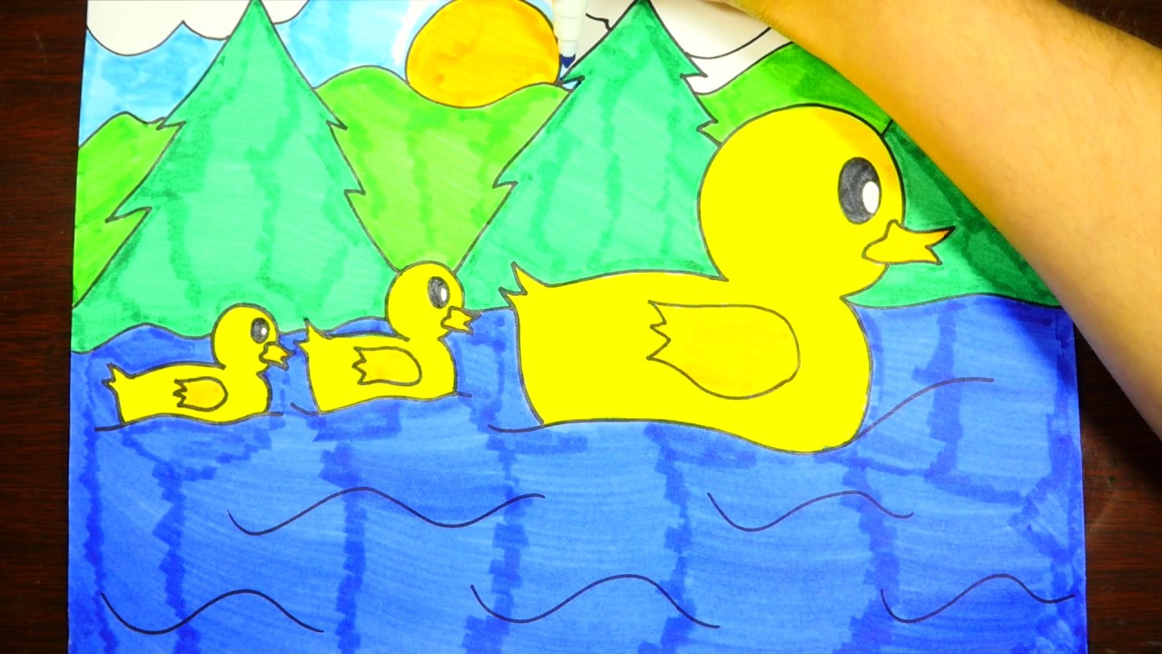1280x720 How To Draw Ducks In A Pond, Easy, Step - Duck Drawing Kids