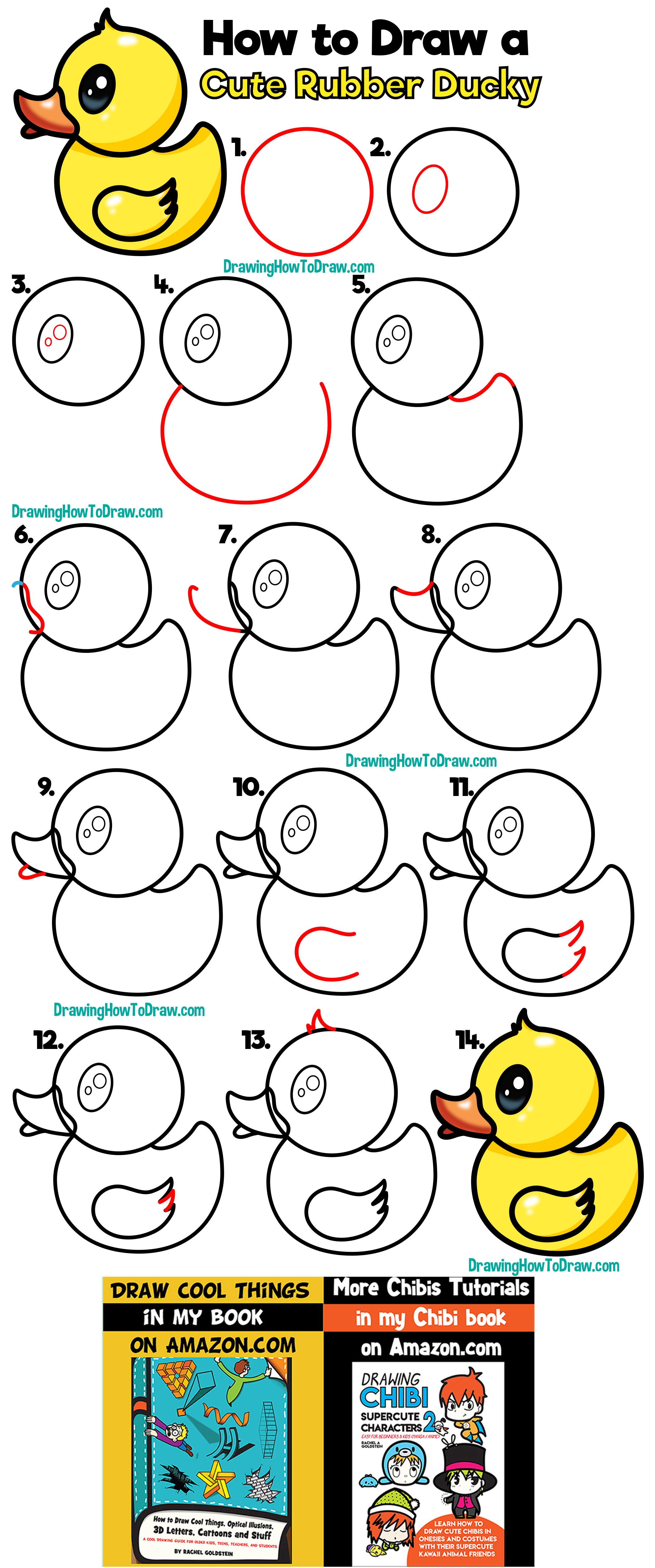 2104x5039 How To Draw A Cute Cartoon Rubber Ducky Easy Step - Duck Drawing Kids