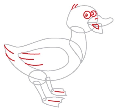 400x383 Draw The Eyes And Feathers - Duck Feet Drawing