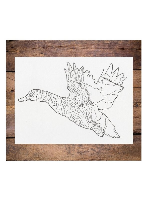 570x807 missouri topography duck drawing signed print duck hunting etsy - Duck Hunting Drawings