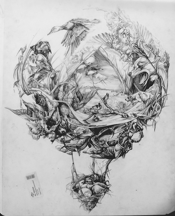 600x740 the hunt i ii iii screenprints on behance - Duck Hunting Drawings