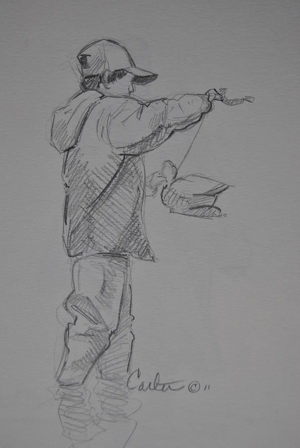 602x900 Young Duck Hunter Sketch Drawing - Duck Hunting Drawings