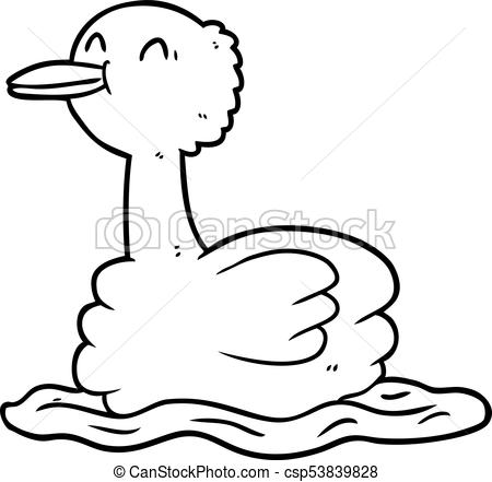 450x441 Line Drawing Of A Swimming Duck - Duck Line Drawing